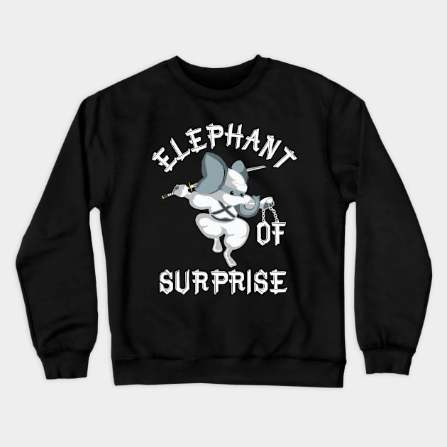 Elephant of Surprise | Funny Elephant Ninja Katana Kung Fu Crewneck Sweatshirt by MerchMadness